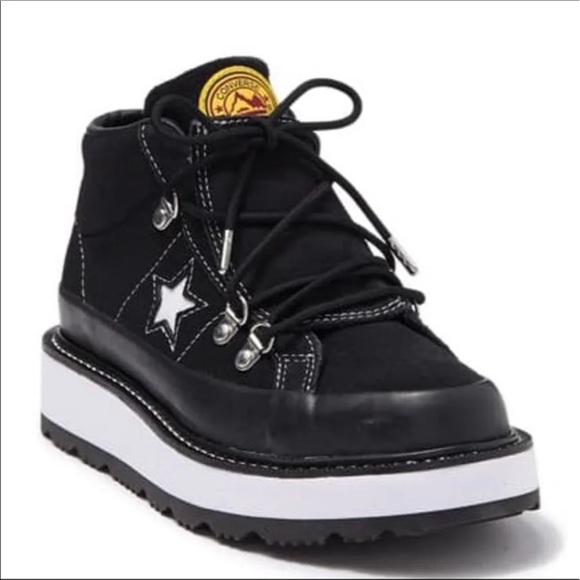 All Star Converse One Star Boot Platform Mid Black White New - Picture 7 of 8